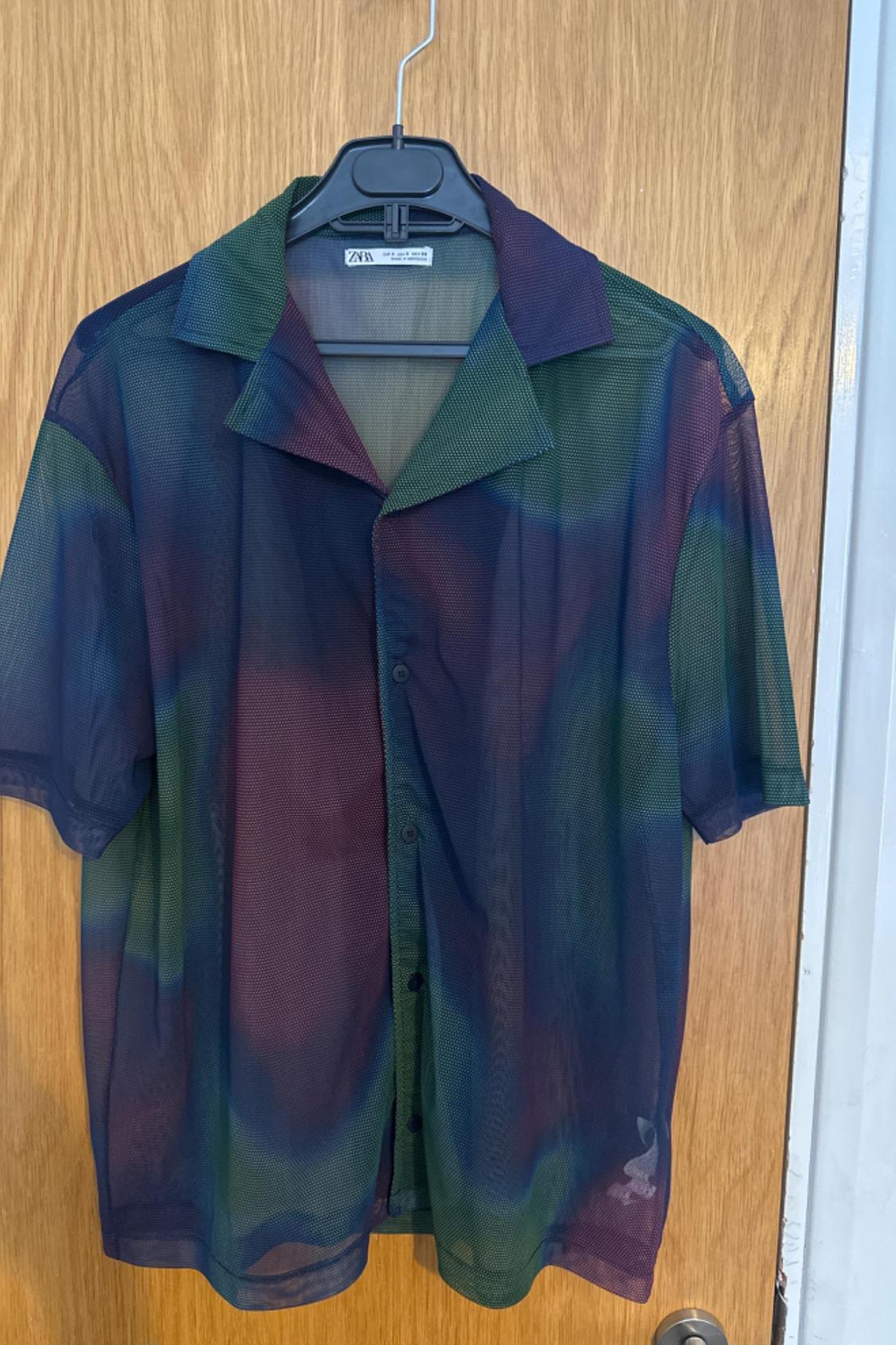 MESH TEXTURED SHIRT WITH PRINT