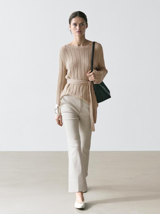 Mid-waist waxed flared pants from Zara - $100