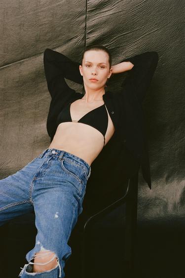 CHEMISE OVERSIZE EN GASE - Noir de Zara