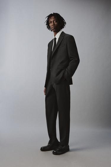 100% WOOL SUIT BLAZER - Black by Zara - Image 3