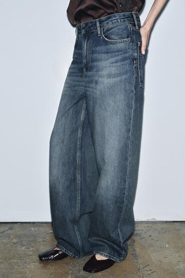 JEANS ZW COLLECTION BAGGY بخصر متوسط - أزرق by Zara