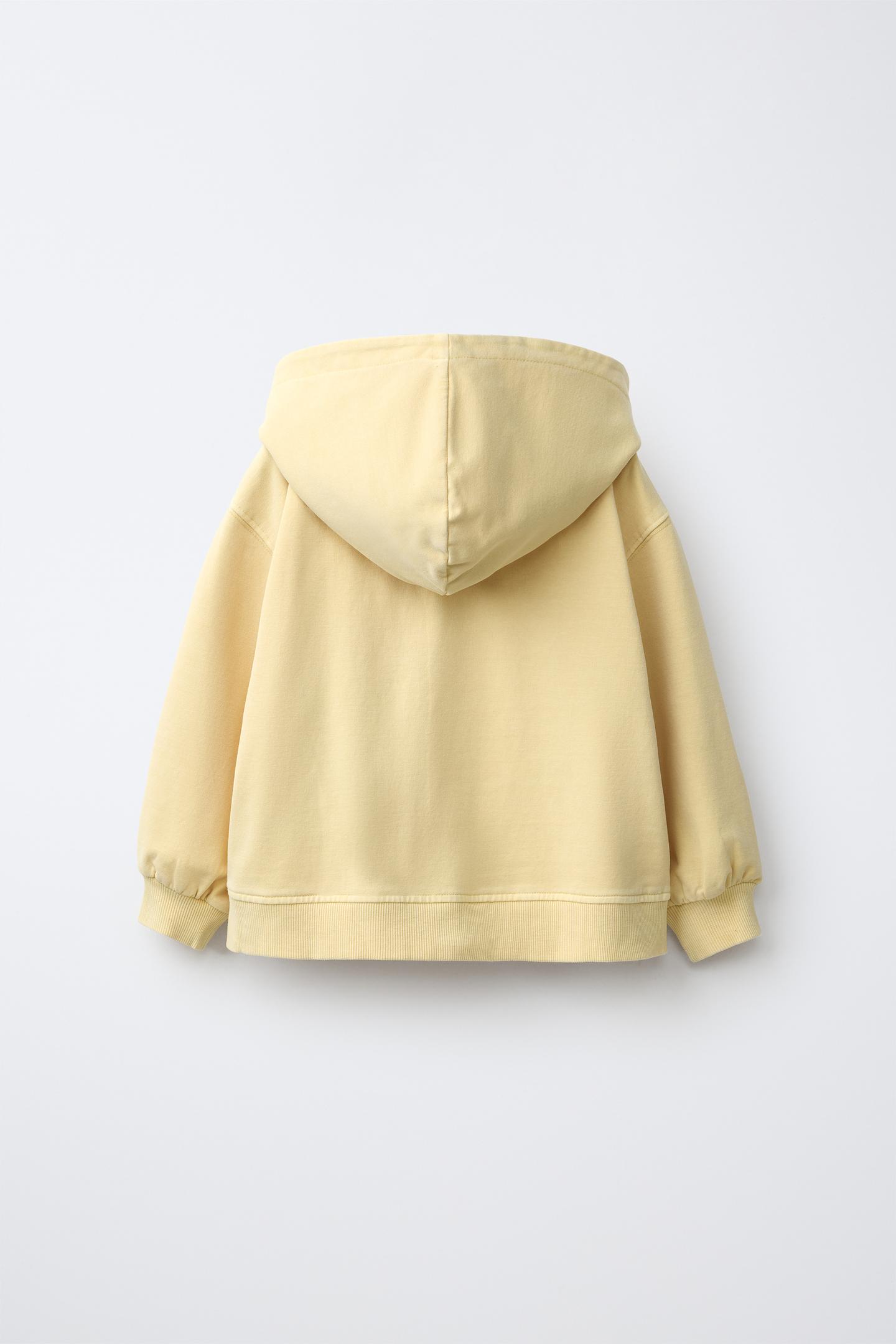 Детское худи Zara Plain Zip-Up, цвет: Ванильный — фото 2