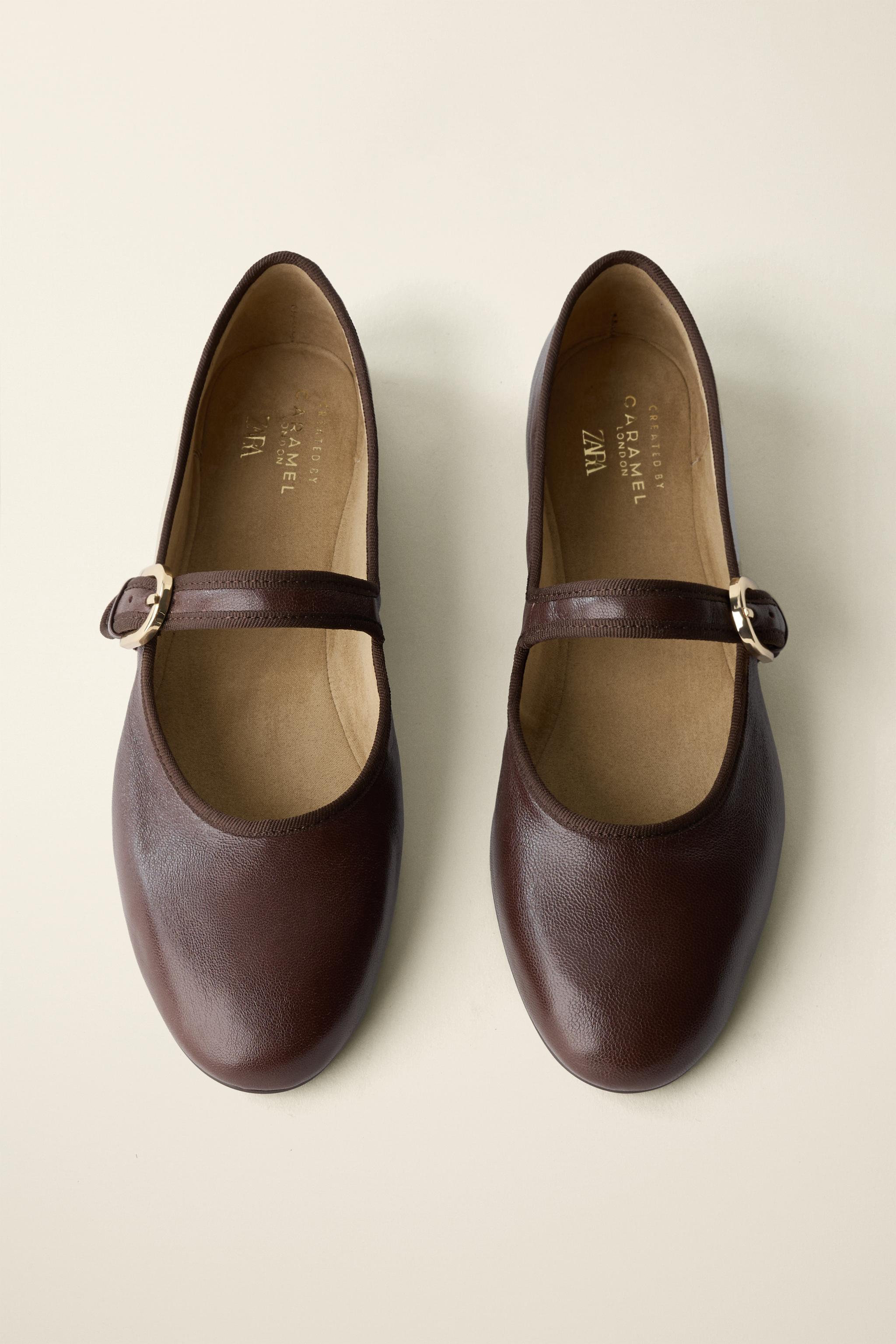 新品】ZARA×Caramel London レザーバレエシューズ 37 ZARA CARAMEL