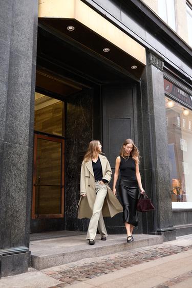 Zara SATIN MIDI SKIRT - Black