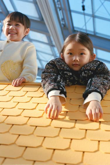 Zara FLORAL PRINT QUILTED JACKET - Black