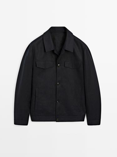 Cazadora total look 100% lino - Marino de Zara