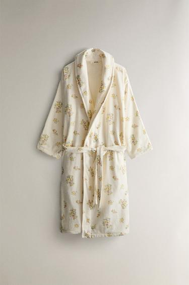 FLORAL PRINT VELOUR BATHROBE - Multicoloured by Zara
