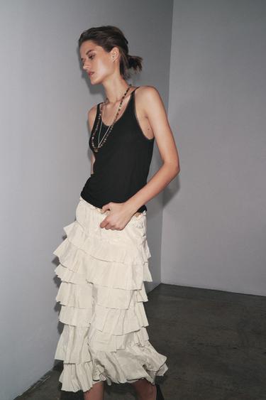 CONTRAST TULLE TOP - Black by Zara