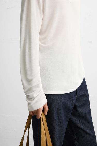 POLO VISCOSE - LIN - Blanc cassé de Zara - Image 5