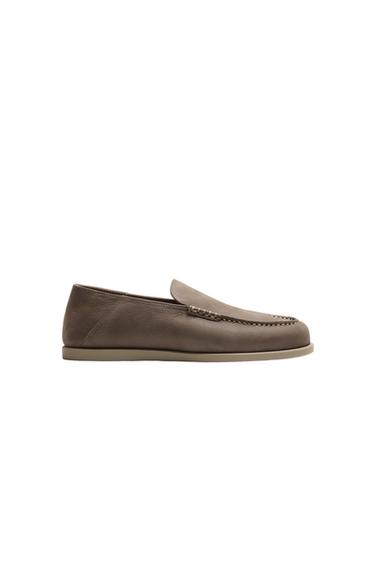 CASUAL LEATHER LOAFERS - Grey by Zara