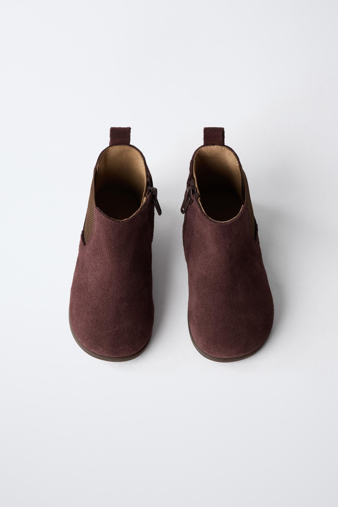 Детские ботинки Zara Leather Chelsea, цвет: Баклажановый — фото 5