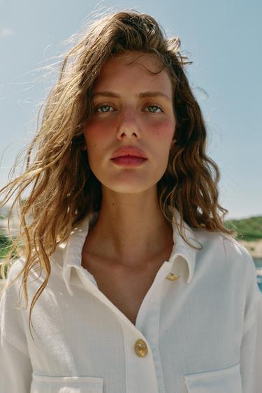 BLOUSON BOUTONS DORÉS - Blanc de Zara