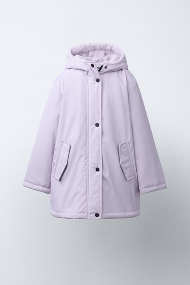 RUBBERISED WATER-RESISTANT JACKET WITH FAUX FUR - Mauve by Zara