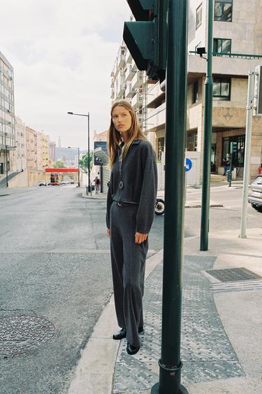 Zara SOFT TWILL PANTS - Gray marl - Image 0