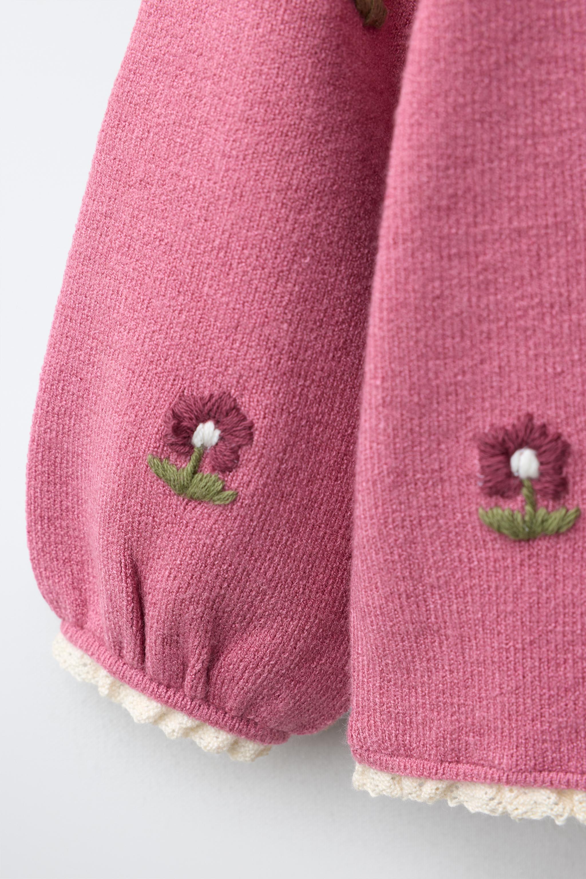Детские кардиганы Zara EMBROIDERED FLOWER CARDIGAN — фото 4