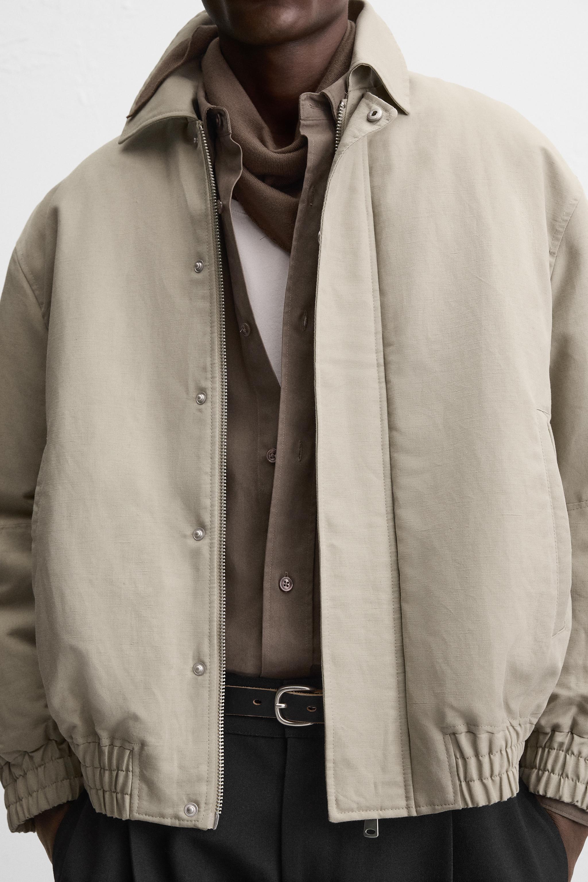 PADDED COTTON-LINEN JACKET - Light gray | ZARA United States