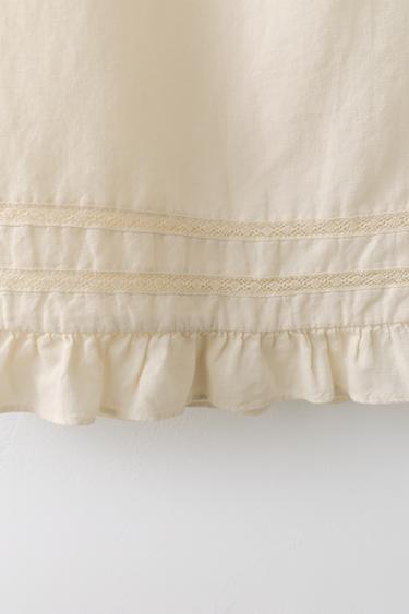 6-12 ANS/ ROBE TUNIQUE ENTREDEUX COTON LIN LIMITED EDITION - Écru moyen de Zara - Image 2