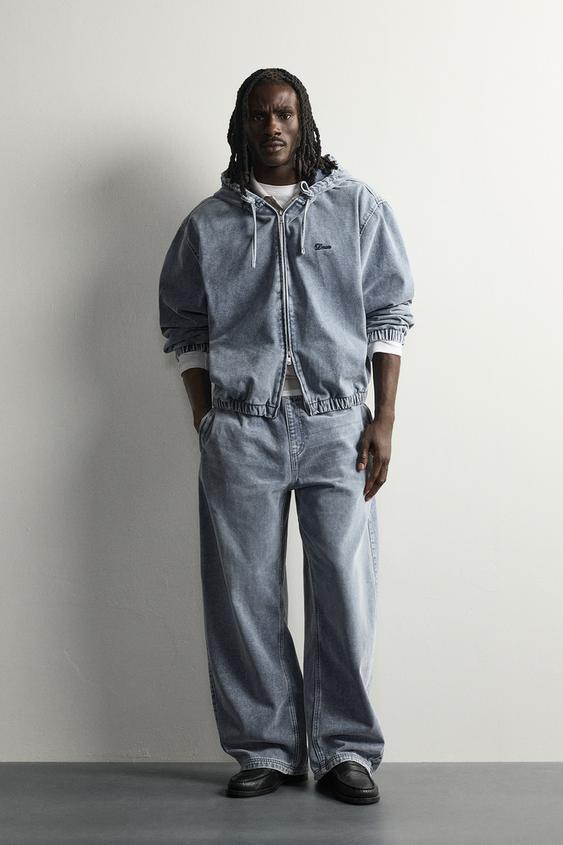 PANTALÓN BALLOON FIT DENIM AFELPADO - Azul claro de Zara - Imagen 0