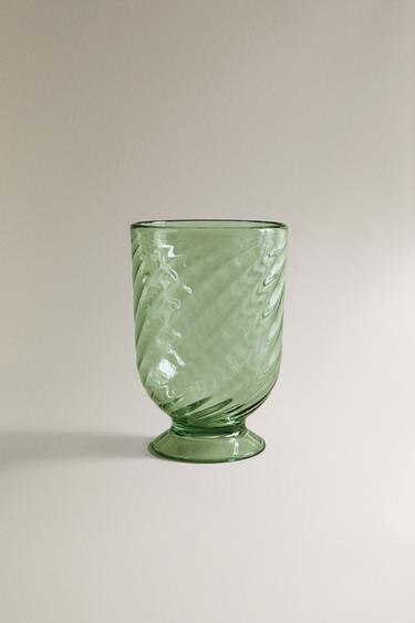 WAVY ACRYLIC STEM GLASS - Green by Zara - Image 0