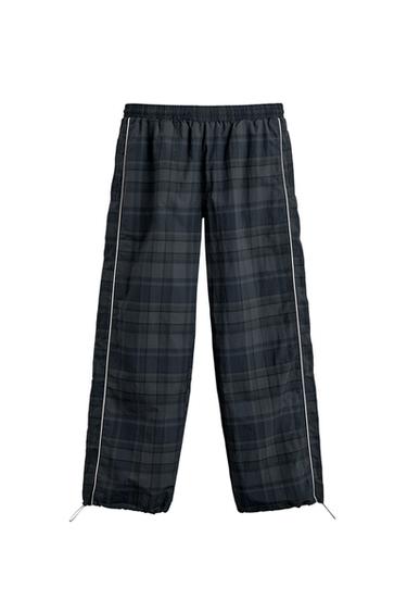 PANTALÓN JOGGER TÉCNICO CUADROS CONTRASTE - Azul de Zara