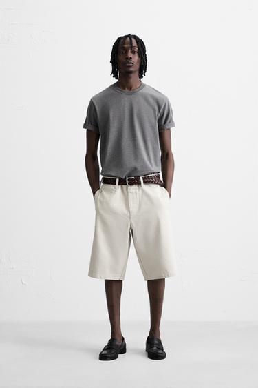 BAGGY FIT BERMUDA SHORTS - Ecru by Zara