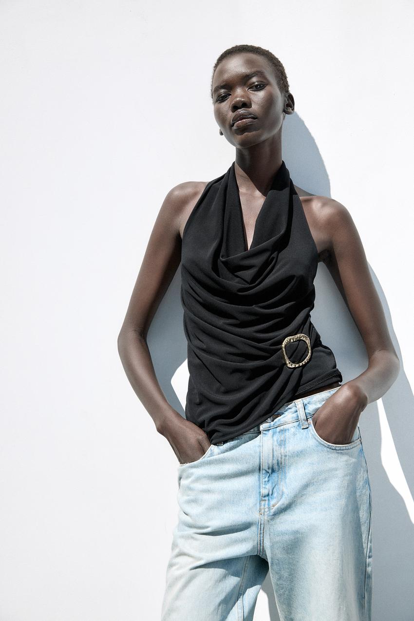 DRAPED BUCKLE TOP
