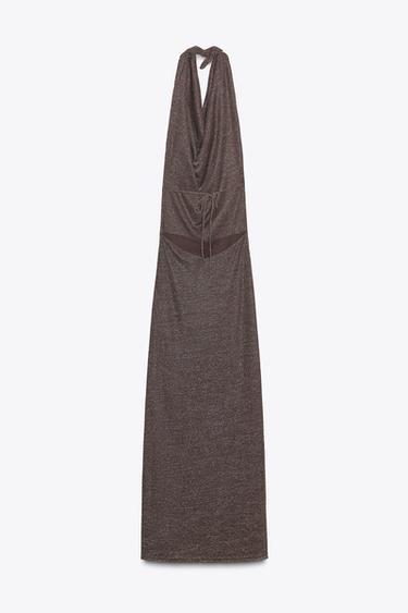 ROBE LONGUE DOS NU FIL MÉTALLISÉ - Bronze de Zara - Image 7