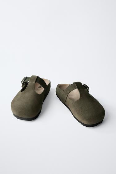 SPLIT SUEDE T-BAR CLOGS - Khaki Green by Zara - Image 2