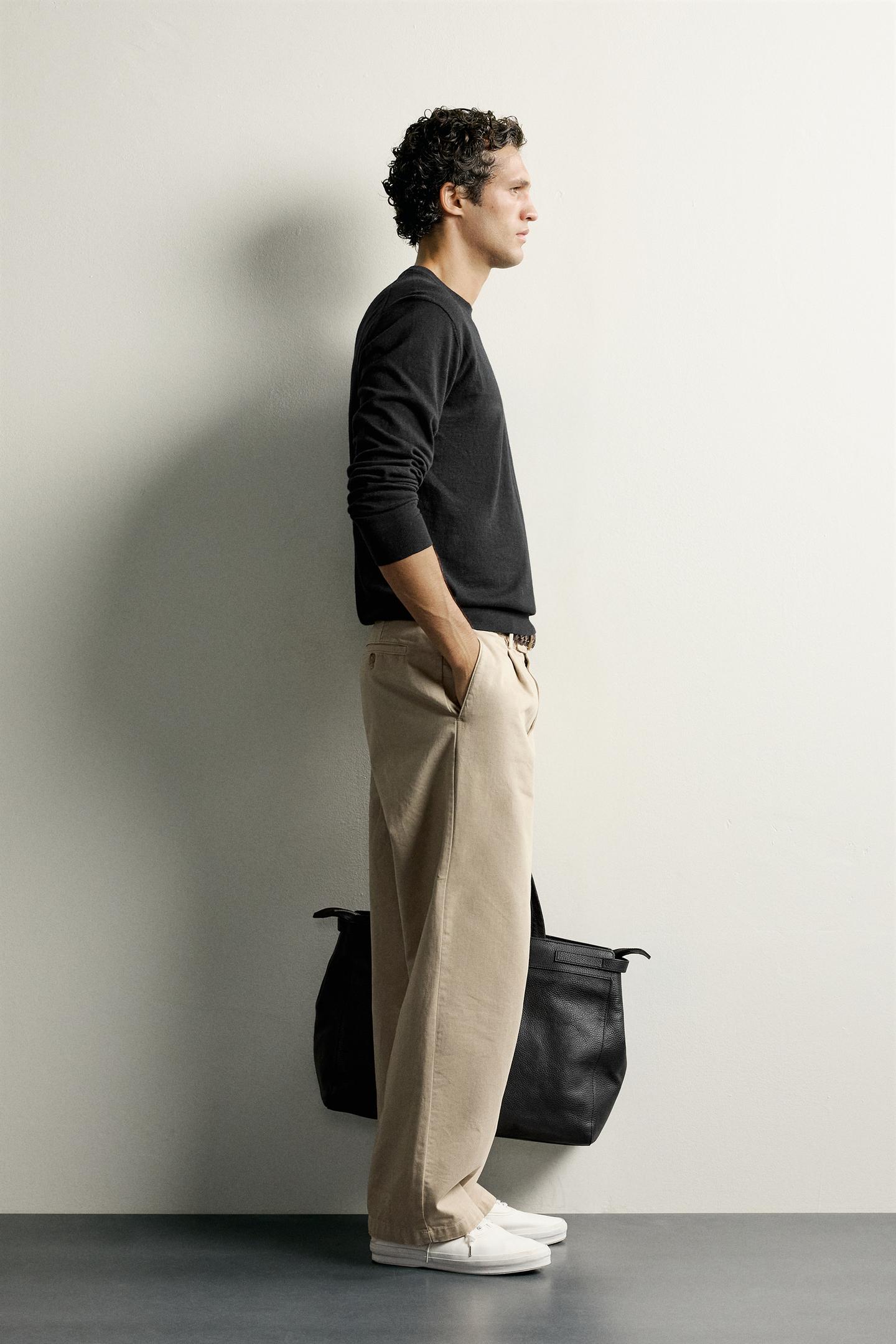 Мужской свитер Zara Cotton-Cashmere Regular Fit, цвет: Чёрный — фото 4