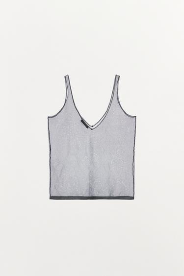 TOP À BRETELLES EN FIL MÉTALLISÉ - Argent de Zara - Image 4