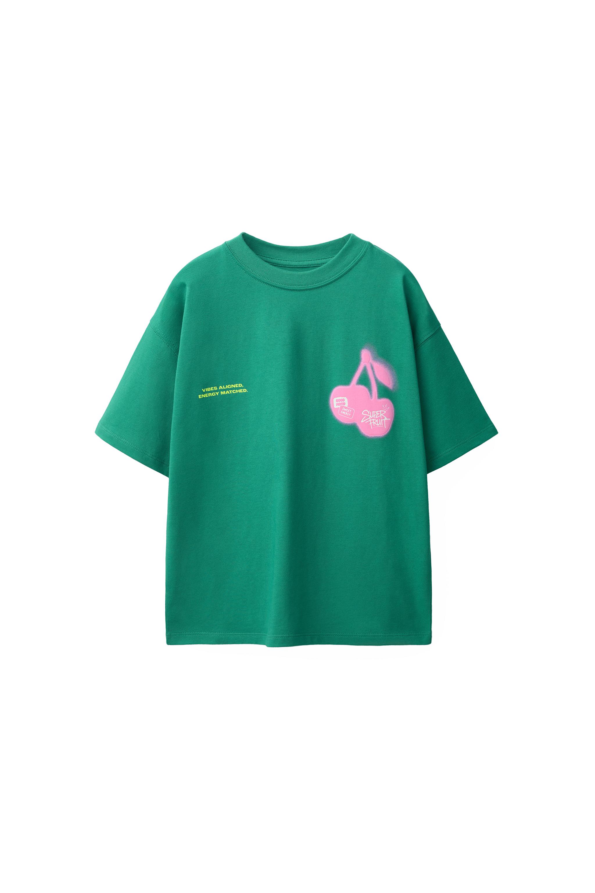フルーツプリントTシャツ - グリーン/ブルー | ZARA Japan / 日本