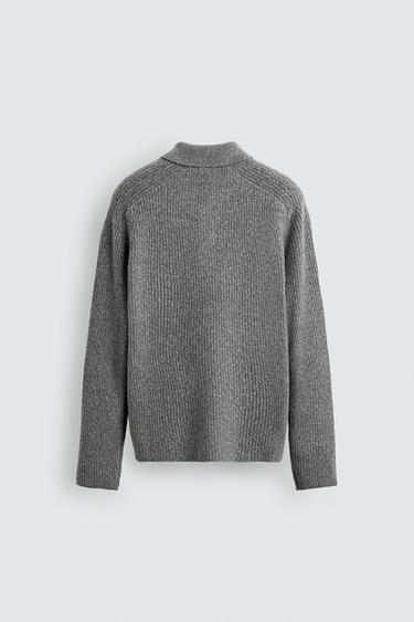 BOUCLÉ TEXTURED KNIT POLO SHIRT - Grey by Zara - Image 8