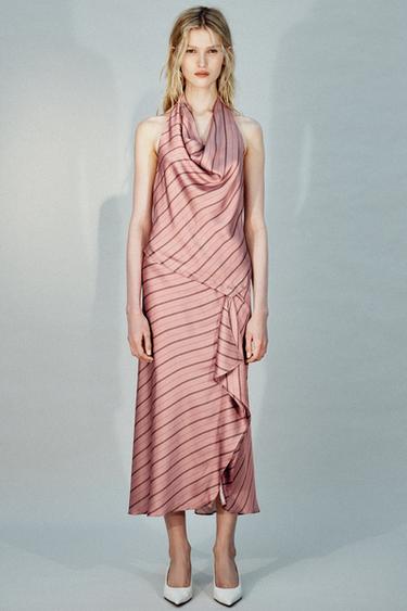 VESTIDO HALTER SATINADO - Rosas de Zara