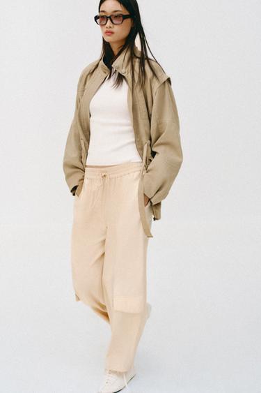 CONTRAST BARREL TROUSERS - Sand / Marl by Zara - Image 3