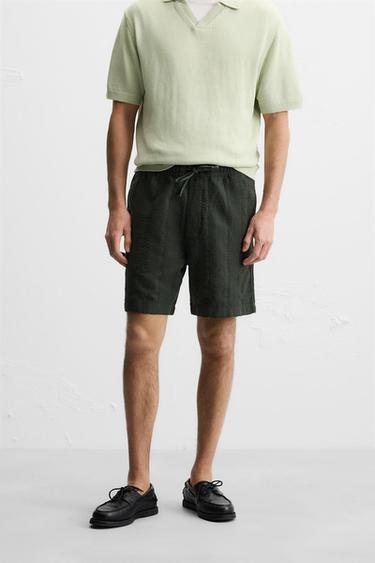 ΒΕΡΜΟΥΔΑ REGULAR FIT ΜΕ ΔΟΜΗ - Πράσινο του Zara