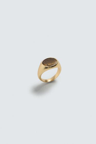 STONE SIGNET RING - Gold by Zara - Image 3