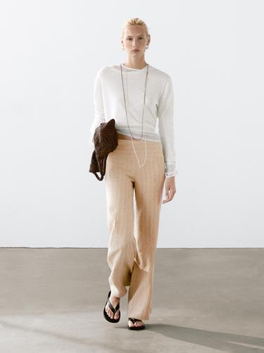 Zara 100% linen knit crew neck sweater - White - Image 0