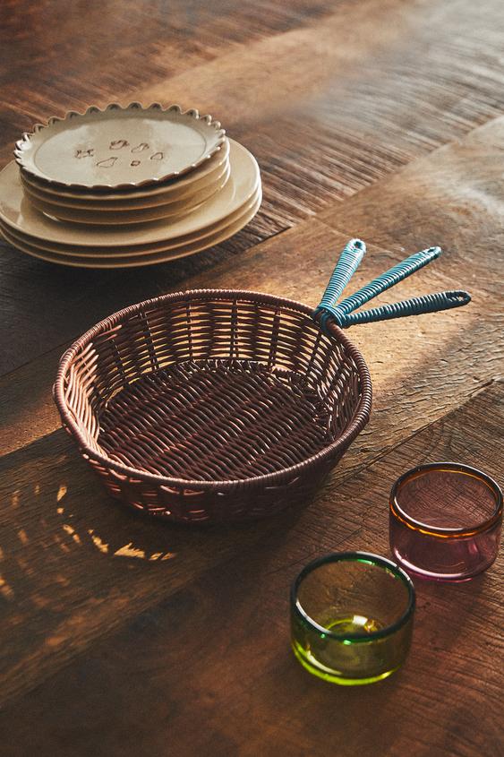 LARGE CHUNKY RATTAN BASKET - Brown