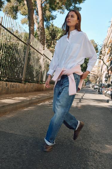 JEANS Z.07 RELAXED FIT TIRO ALTO BAJO VUELTA - Azul de Zara