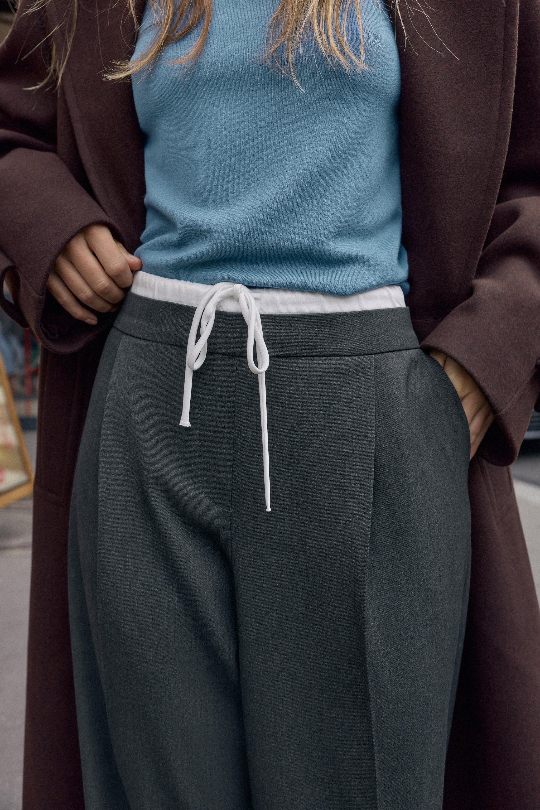 DOUBLE WAIST WIDE LEG PANTS