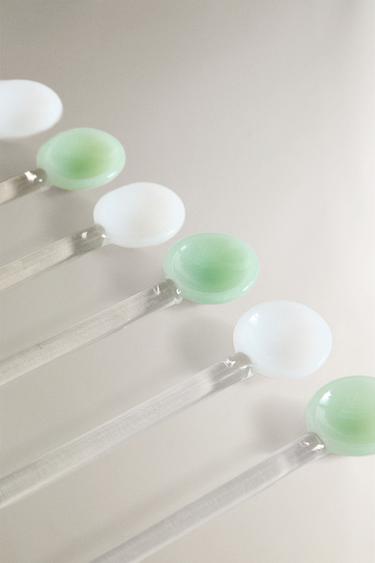FLORAL GLASS DESSERT SPOONS (PACK OF 6) -  by Zara - Image 1