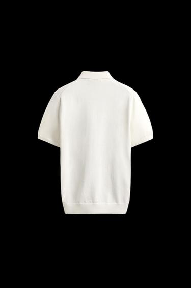 Zara REGULAR FIT KNIT POLO SHIRT - Ecru