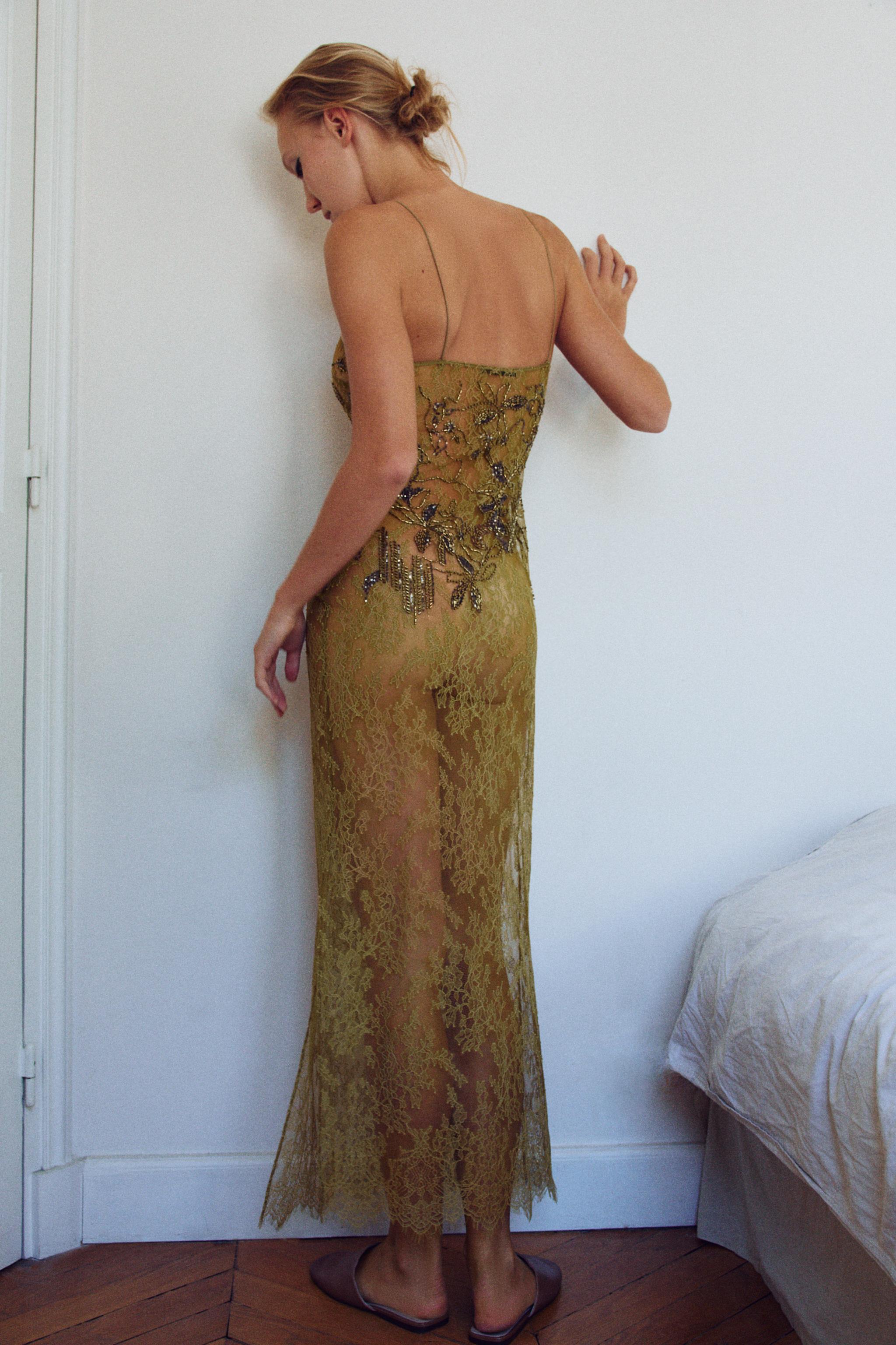 EMBROIDERED BEADED LACE DRESS