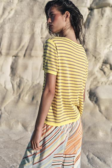 TOP EN MAILLE À RAYURES - Jaune de Zara - Image 5