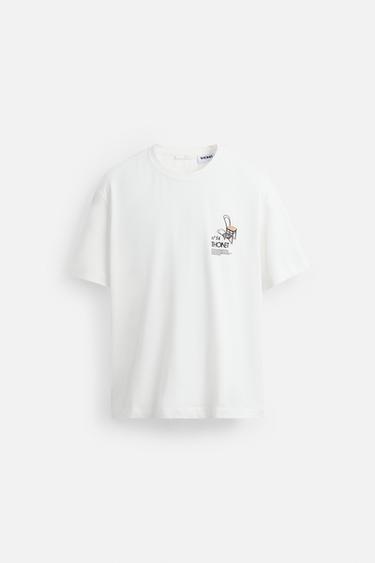Zara THONET © GRAPHIC T-SHIRT - Oyster-white