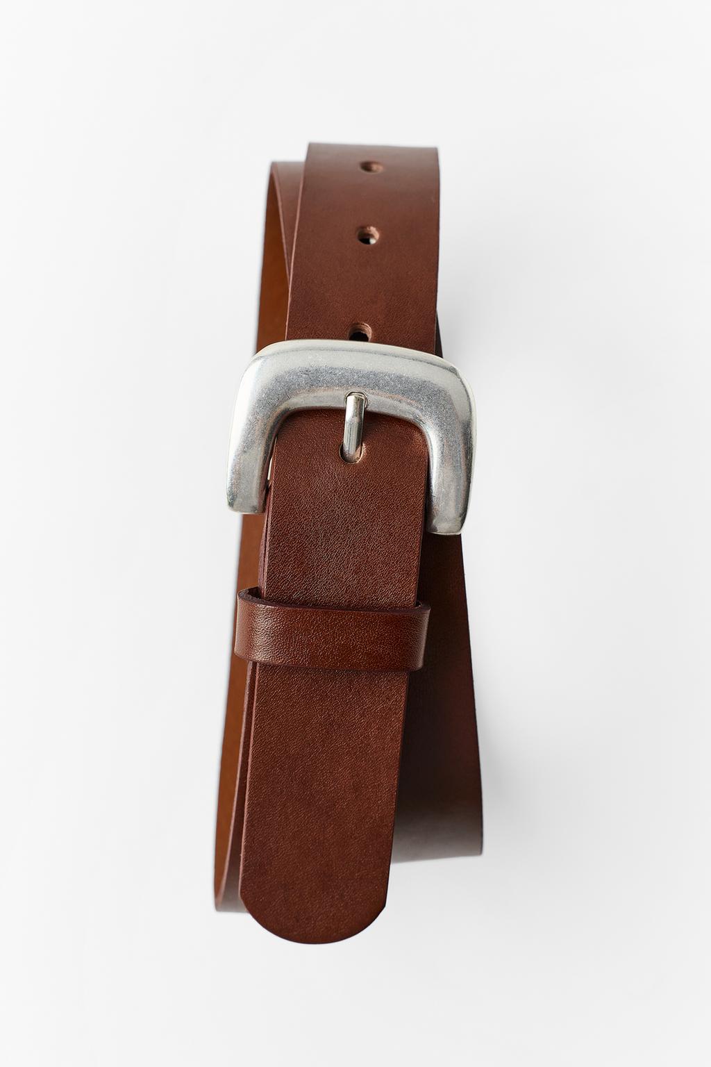 100% LEATHER BELT WITH METAL BUCKLE