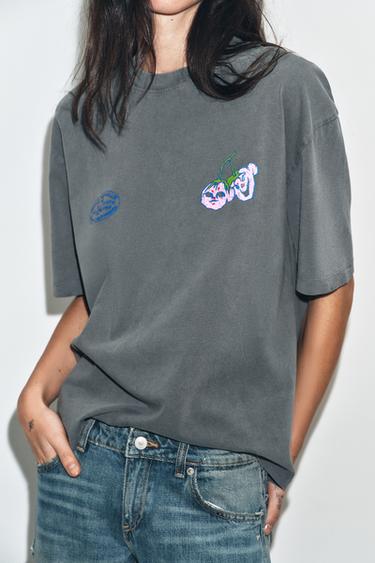 T-SHIRT EFFET DÉLAVÉ PAULA GRENOUILLE - Gris anthracite de Zara - Image 2