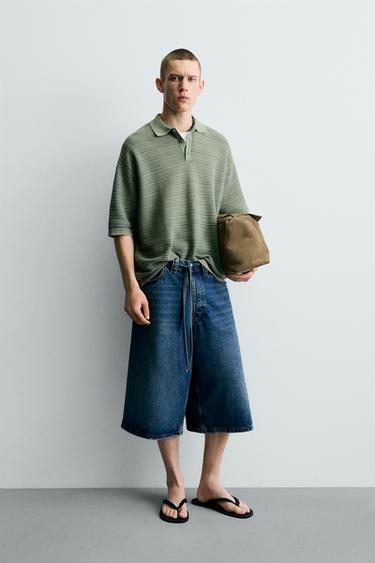 Zara RELAXED FIT WASHED KNIT POLO SHIRT - Light green - Image 0
