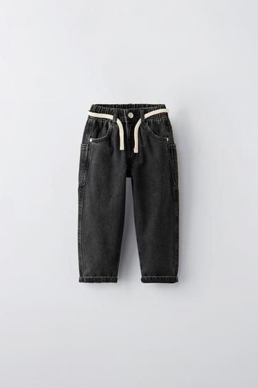 ДЖИНСЫ СО ШНУРКОМ — ЧЕРНЫЙ от Zara — изображение 0