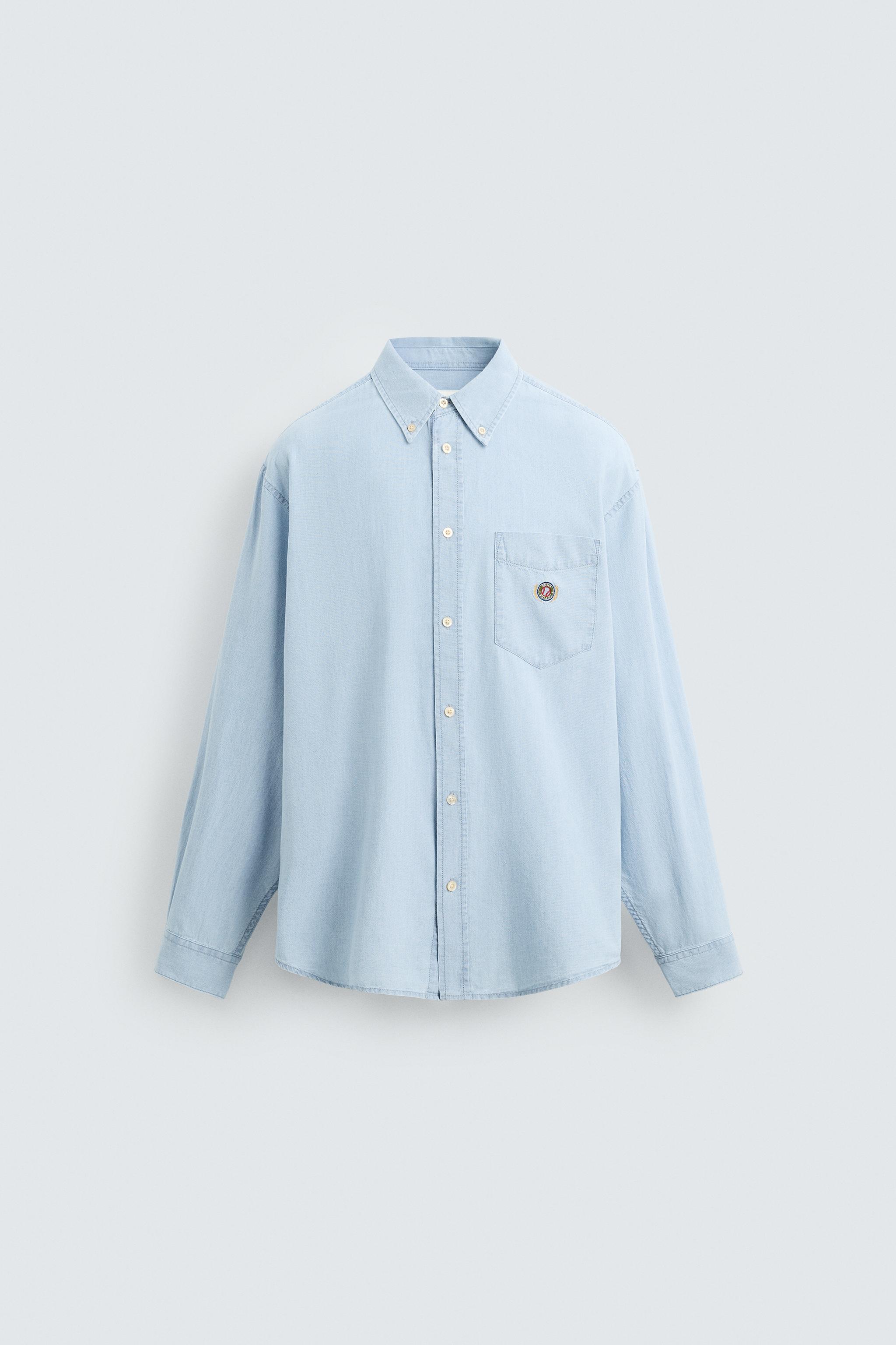 EMBROIDERED DENIM SHIRT - Light blue | ZARA Australia